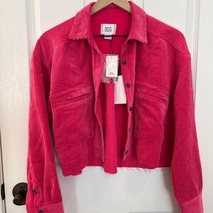 Urban Outfitters BDG Women's Cropped Corduroy Shacket in Bright Pink
